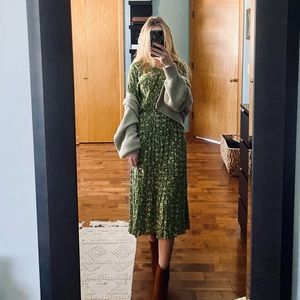 Piper and scoot green floral midi dress small
